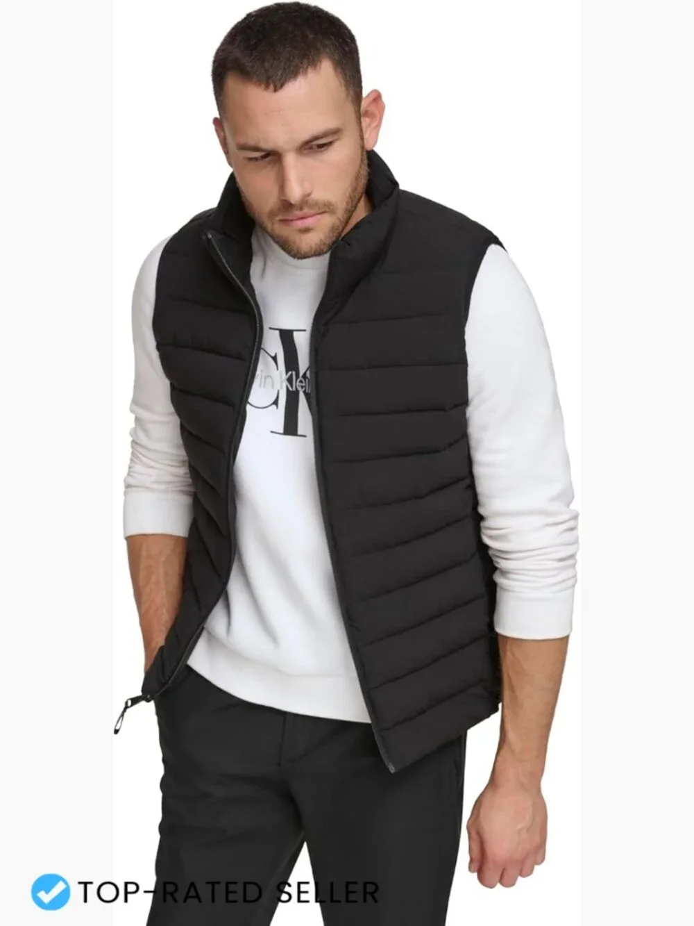 Quilted Puffer Vest Lightweight Insulated Zip Front Sleeveless Classic Layering